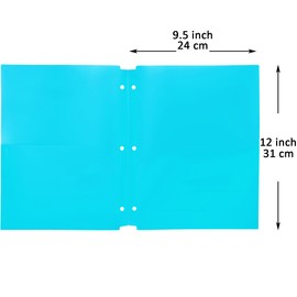 Youngever 6 Pack Heavy Duty Plastic Two Pocket Folders, Binder Dividers with Pocket, 3 Hole Punch Folder with Notches, Binder Folders (Teal)