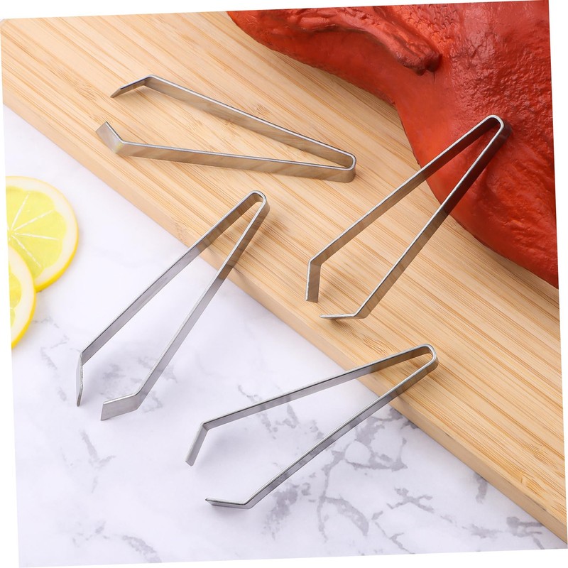 BIUDECO 2sets Fish Bone Tweezers Kitchen Tongs Cooking Tweezers Pull