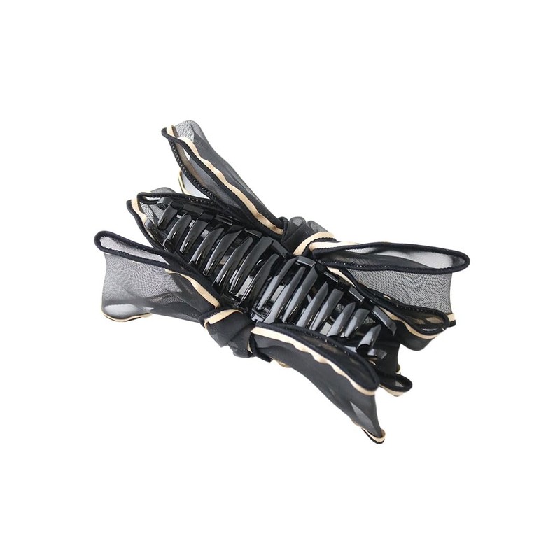 Vingtaine H7903-BLACK Organdy Ribbon Hair Claw for Adults, Women’s