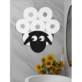 Funny Sheep Toilet Tissue Holder,Animal Paper Holders,Decorative Metal Papers Holder,Funny Toilet Animal Storage for Bathrooms,Bathroom Paper Organizer for Extra 8 Rolls Wall Mounted Art Decor