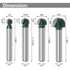 Yakamoz 4Pcs 1/4" Shank Round Nose Router Bit Core Box
