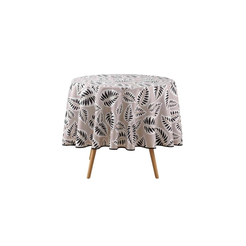 Douceur d'Intérieur, Round Tablecloth (Diameter 180 cm) Alma Black Printed
