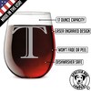 Monogram Etched 17oz Stemless Wine Glass (Letter T)