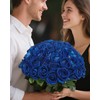 LFF 50 Pcs Blue Fake Roses, Roses Artificial Flowers with