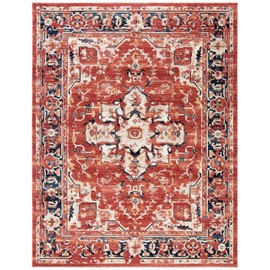 SAFAVIEH Area Rug 8x10 - Charleston Collection - Large - Red & Ivory, Oriental Distressed Design, Non-Shedding & Easy Cleaning, Ideal for Living Room, Bedroom, Office, Dining Space (CHL411Q)