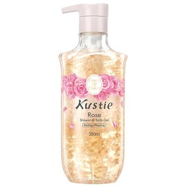 KUSTIE Natural Rose Petal Shower Gel with Pump, Moisturising Shower Gel, Moisturising for Dry Skin, Mild, Long-Lasting Fragrance 380 ml