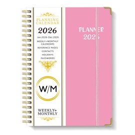 Mistep 2026 Dairy Planner Notebook A5 With Line Pages, Metal Coil Calendar, Weekly Plan, Work Record Schedule, 100G Writing Paper for US(Red notebook)