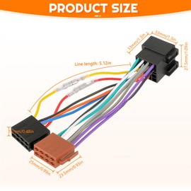 HUAREW 16 Pin Car Radio ISO Adapter, 16 Pin to ISO Socket Cable, Car Radio Adapter Universal Cable Plug, Clamp 15/30 Rotatable