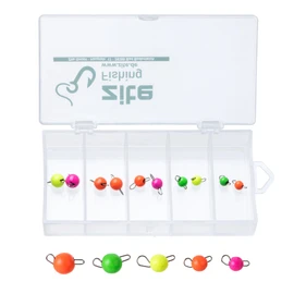Zite Fishing Tungsten Cheburashka Bottom Jigs Set - 15 Pieces Mini Ball Weights Neon - 0.5-2g Quick Change Jig Head