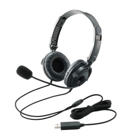 Elecom HS-HP20UBK Wired USB Microphone, Binaural Overhead, 5.9 ft (1.8 m), Foldable, 1.6 in (40 mm) Driver, Black