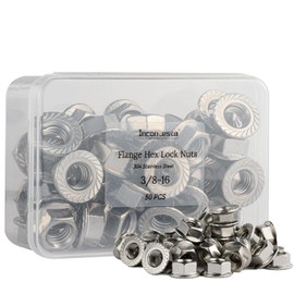 INCONTESTA 50 Pack 3/8-16 Serrated Flange Hex Lock Nuts, 304 Stainless Steel 18-8 Full Thread US Standard Flange Hex Nuts