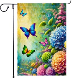 Hello Spring Butterfly Garden Flag 12x18 Inch Vertical Burlap Small Double Sided Yard Outdoor Lawn Decor Oil painting Flags Decorations