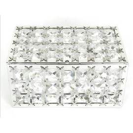 VI N VI Silver Crystal Jewelry Box with Glass Interior