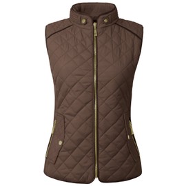 NE PEOPLE Womens Lightweight Quilted Zip Vest, XXLarge, NEWV40BROWN
