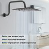 NearMoon S Shape Shower Extension Arm with Flange, Stainless Steel