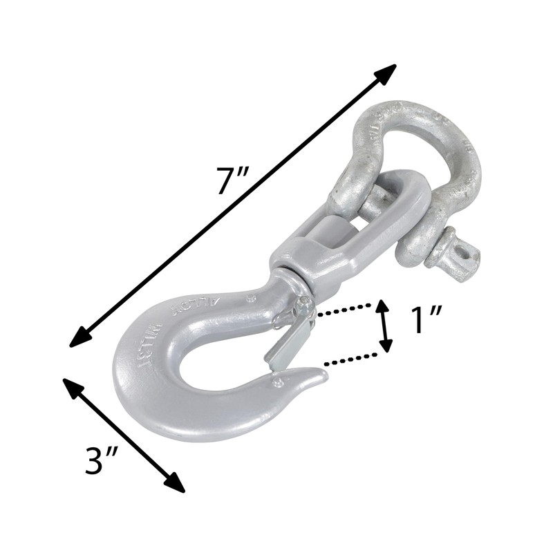 Vestil HOOK-S-6 Steel Swivel Hook with Shackle 6,000 Lb. Capacity