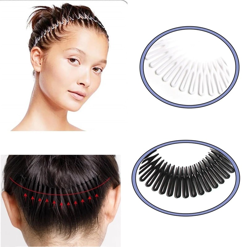 4 Pcs Stretch Hair Comb Band, Flexible Plastic Circle Comb