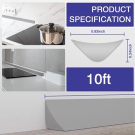 Flexible Molding Trim, Flexible Bendable Adhesive Caulking Strip, Molded Trim, Peel and Stick Home Decorative Edge for Bathroom, Kitchen, Floor, Wall (Grey, 0.83in x 0.24in x 10ft)