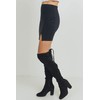 LaClef Womens Mini Fitting Split Skirt (Large, Black Solid)