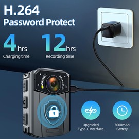 CAMMHD CAMMHD Z3-64G 2K/1440P Body Camera with Ultra Infrared Night Vision,Data-encrypt Wearable Body Cam with 2pcs 360Rotatable Clips,Bodycam for Police, Law Enforcement