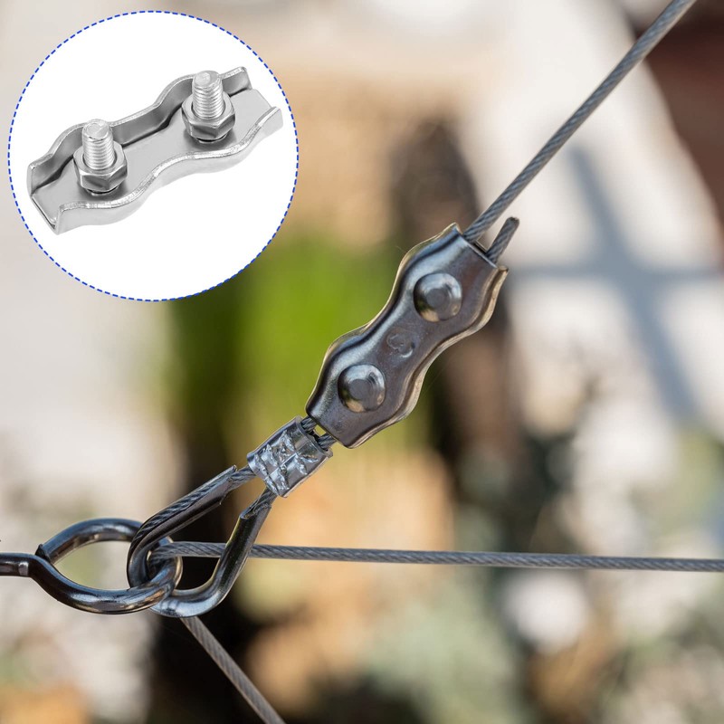 M METERXITY 4pcs Double Bolt Wire Rope Clips 2-3mm Stainless