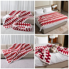Maidewow Waterproof Pet Blanket,Red Dog Blankets for Bed Covers Couch Sofa Stylish Jacquard Pets Throw Blankets for Puppy Cats Washable Reversible Furniture Protection Covers (Red Wave,L)