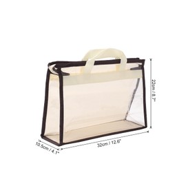 PATIKIL Handbag Dust Bags, Clear Purse Storage Organizer S Size PVC Dustproof Handbag Cover Transparent Purse Protector, Beige