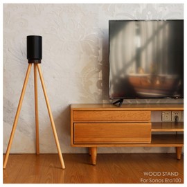 HOOKMEMO Speaker Stand for Sonos Era 100,Black Walnut Material. (Black Walnut+Beech+30inch hign)