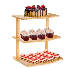 Yarlung Wooden Cupcake Stand, 3 Tier Dessert Table Serving Cupcake Tower, Rustic Buffet Display Riser for Cookie Candy, Tea Party, Wedding, Farmhouse Decor, Tiered Tray Easy Assembly