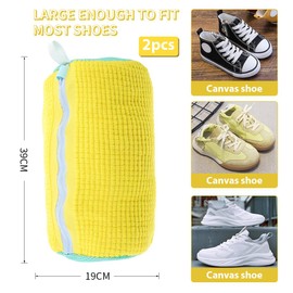 2 Pieces Shoe Wash Bag, Gym Laundry Net, Multiple Protection with 360° Cleaning Fluff, Shoe Wash Bag for Washing Machine