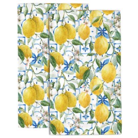 Wotinsi Watercolor Lemons Hand Towel for Bathroom Set of 2 Hand Bath Towels Soft Absorbent Decorative Towels for Bathroom Kitchen Yoga Home Decor 14 x 28 in