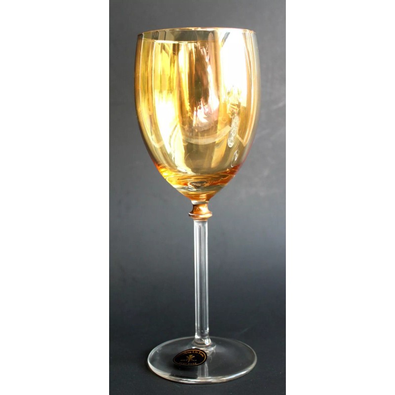 Cristalleria F.lli Fumo ITALY Amber Gold Wine Glass hand made
