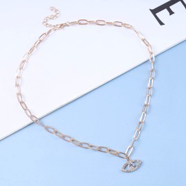 TseenYi Cz Evil Eye Necklace Gold Evil Eye Pendant Necklace Paperclip Chain Choker Necklace Sparkling Cz Rhinestone Eye Pendant Necklace Chain Jewelry for Women Girls Gifts