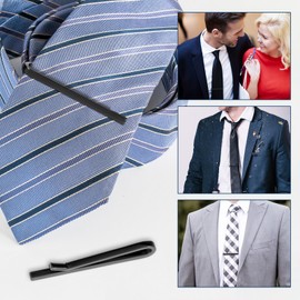 3 Pcs Tie Clips for Men, Classic Tie Clip Set, Classic Simple Ties Bar, Matte black Ties Bar Pin for Wedding Anniversary Business Meeting Daily Wear