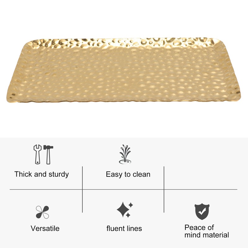 Hammered Tray Exquisite Odorless Stainless Steel Serving Tray for Living