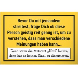 DankeDir! "Bevor Du streitest - Sign 30 x 20 cm - Funny Saying Sign Door Sign Birthday Gift Wall Decoration Wall Sign - Gift Office Colleagues Friends Gift Idea Decoration