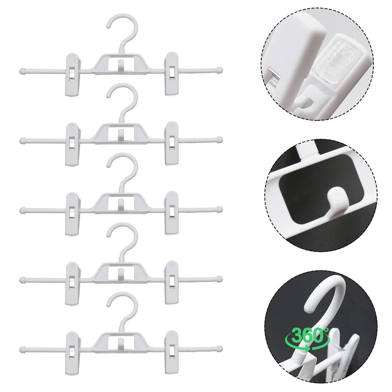 Hoypeyfiy 10pcs Stackable Plastic Clothing Hanger with Clips, Adjustable Skirt