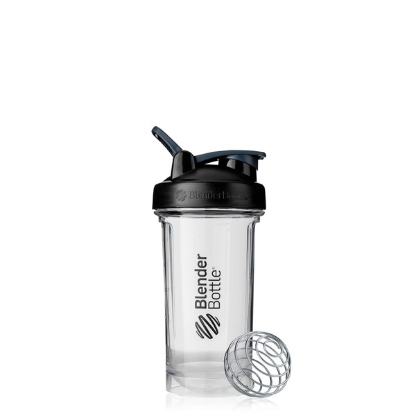 BlenderBottle Shaker Bottle Pro Series Perfect for Protein Shakes and Pre Workout, 24-Ounce, Black/Clear