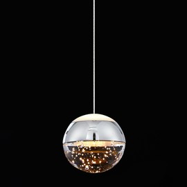 JoollySun Modern Crystal Pendant Light: Chrome Mini Globe Hanging Light Fixture for Kitchen Island Bathroom