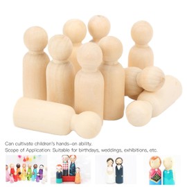 10Pcs Wooden Peg Dolls, 75mm / 3.0in Unfinished Doll People Burr‑Free Develop Hands‑On Skills Wooden Decorative Figures for kids Art and Creative DIY Craft (#1)