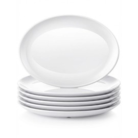 Melamine Plates,6 Pack Unbreakable White Dinner Plate for Steak, Buffet & Picnic, Lightweight Outdoor Serving Plates for Snacks, Fruit, Turkey, Fish & Appetizers, Dishwasher-Safe (11 Inches)
