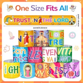 YYMYMGJ 60PCS Pieces Religious Slap Bracelets Jesus Snap Bracelets Jesus Love You Wristbands Christian Gifts Bible Verse Inspirational Gifts for Sunday School Supplies Birthday Party Favors