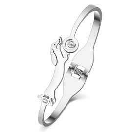 TIZURO Stainless Steel 18K Gold Silver Plated Crystal Cute Dachshund Bracelets Fun Puppy Pets Dog Animals Hollow Out Cuff Bangle Jewellry For Women Mom Memorial Charms Gifts (Silver)