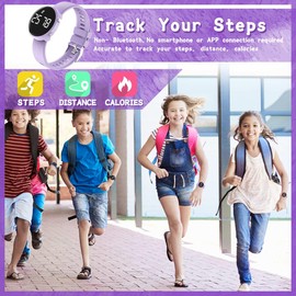 Konewos Kids Digital Fitness Tracker Watch, Outdoor Sports Boys Girls Children Wristwatch, Waterproof, with Alarm Clock, Stopwatch, Pedometer Watch (Purple)