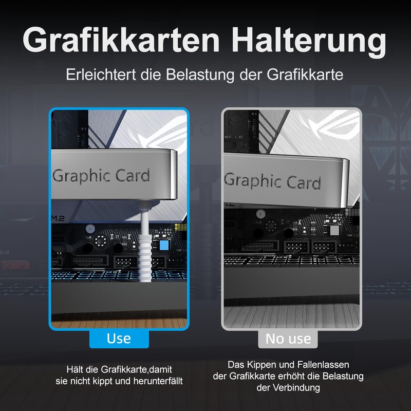 HemFokus Graphics Card GPU Holder, Height-Adjustable GPU Support with Magnet