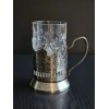 Neman Russian Vintage Crystal Tea Glass 8.5oz with Metal Holder