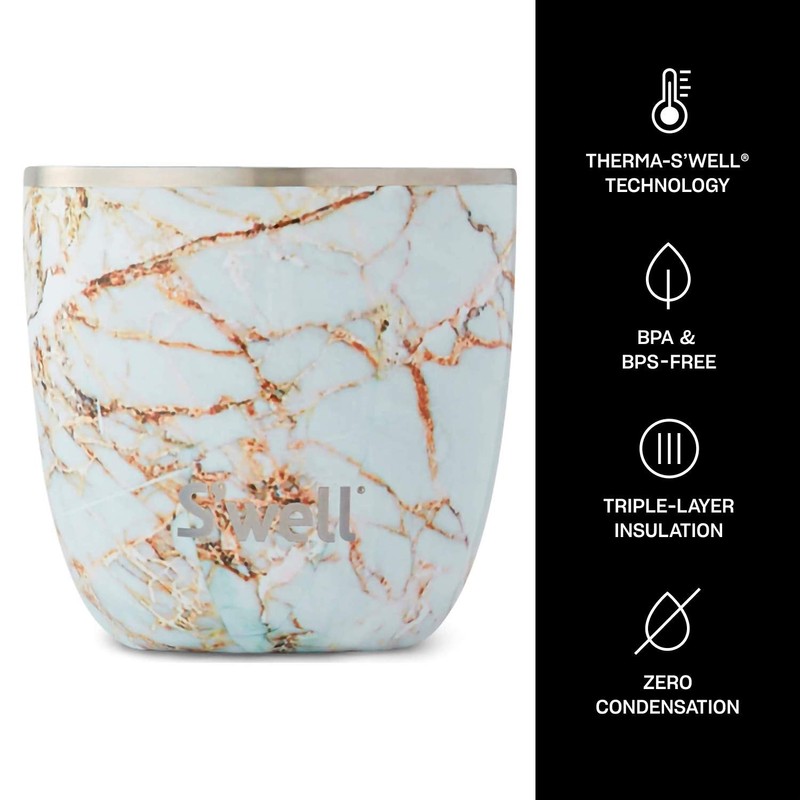 S 'Well Tumbler - Vaso, Blanco (Calacatta Gold), 10 oz