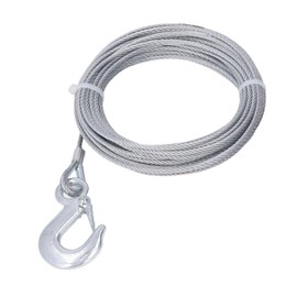 Rope for Winch, Wire Rope with Hook, Stainless Steel Winch Rope, Replacement Trailer Rope, Winch Wire Rope for Trucks, ATV, UTV, 4 mm Diameter, 12 m Length, 900 kg Load Capacity