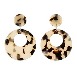 Clip On Earrings - Silver Plated Drop Earring With Brown Tortoiseshell Acrylic - Elica