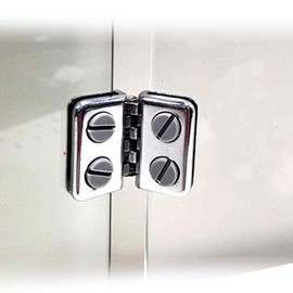 Glass Display Connector with Hinge, Hinged 2 Way Joiner for Glass & Plexiglass Panels up to 3/16" Thick, Made of Metal, Chrome Finish, 10 Pack